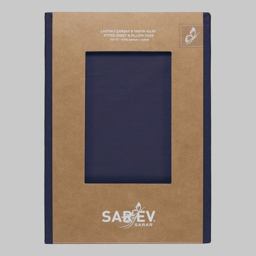 Простынь на резинке с наволочками Sarev NEW SLOW CITY хлопковый поплин lacivert 140х200+40, фото, фотография