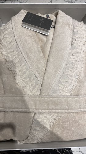Халат женский Soft Cotton MAYA хлопковая махра бежевый L, фото, фотография