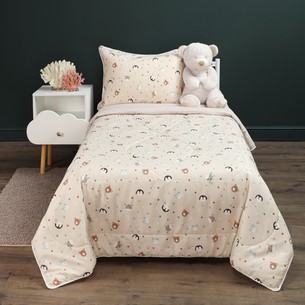 Детское постельное белье без пододеяльника с одеялом Sofi De Marko ЗВЕРЯТА хлопковый сатин 1,5 спальный