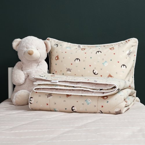 Детское постельное белье без пододеяльника с одеялом Sofi De Marko ЗВЕРЯТА хлопковый сатин 1,5 спальный, фото, фотография