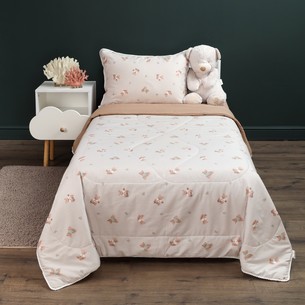 Детское постельное белье без пододеяльника с одеялом Sofi De Marko ПАДДИНГТОН хлопковый сатин лиловый 1,5 спальный