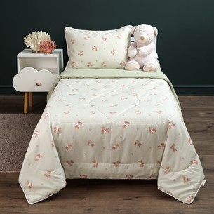 Детское постельное белье без пододеяльника с одеялом Sofi De Marko ПАДДИНГТОН хлопковый сатин светло-зелёный 1,5 спальный