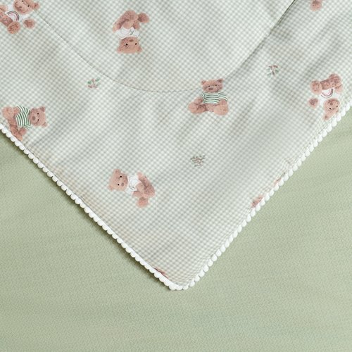 Детское постельное белье без пододеяльника с одеялом Sofi De Marko ПАДДИНГТОН хлопковый сатин светло-зелёный 1,5 спальный, фото, фотография