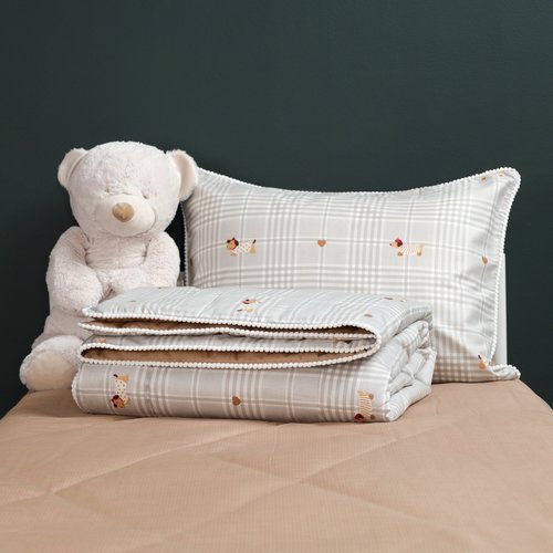 Детское постельное белье без пододеяльника с одеялом Sofi De Marko ТАКСА хлопковый сатин 1,5 спальный, фото, фотография