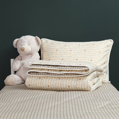 Детское постельное белье без пододеяльника с одеялом Sofi De Marko ТЭДДИ хлопковый сатин 1,5 спальный, фото, фотография