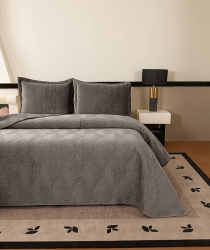 Покрывало Sofi De Marko ТАИРА велюр вискоза пепельный 240х260, фото, фотография