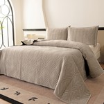 Покрывало Sofi De Marko ТАИРА велюр вискоза светло-бежевый 240х260, фото, фотография