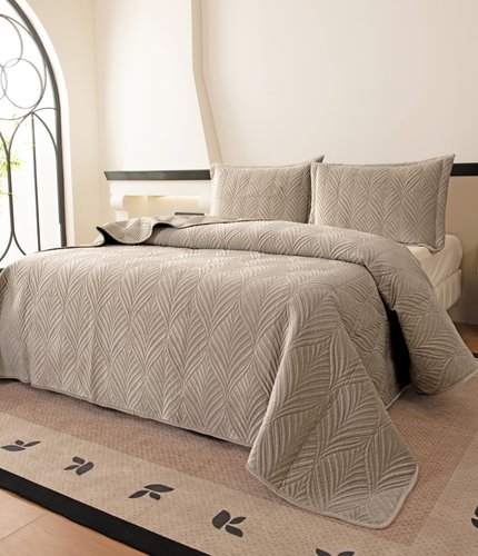 Покрывало Sofi De Marko ТАИРА велюр вискоза светло-бежевый 240х260, фото, фотография