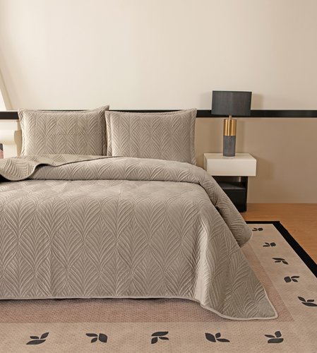 Покрывало Sofi De Marko ТАИРА велюр вискоза светло-бежевый 240х260, фото, фотография