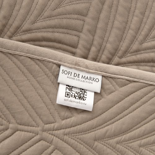 Покрывало Sofi De Marko ТАИРА велюр вискоза светло-бежевый 240х260, фото, фотография