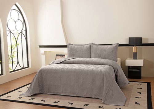 Покрывало Sofi De Marko ТАИРА велюр вискоза серый 240х260, фото, фотография