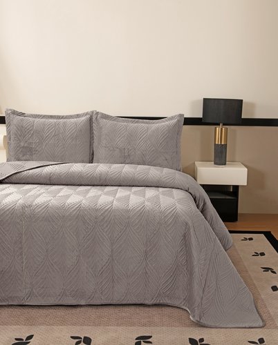 Покрывало Sofi De Marko ТАИРА велюр вискоза серый 240х260, фото, фотография