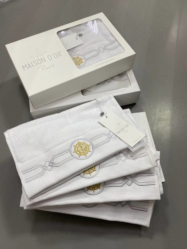 Подарочный набор полотенец-салфеток 30х50(4) Maison Dor ELEGANZE хлопковая махра белый, фото, фотография