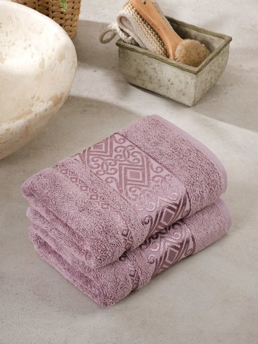 Подарочный набор полотенец для ванной 50х90(2) Meteor ESCALE хлопковая/бамбуковая махра махра лавандовый, фото, фотография