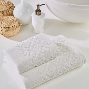 Подарочный набор полотенец для ванной 50х90, 70х140 Meteor LOWE хлопковая махра кремовый