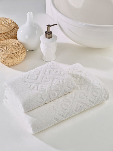 Подарочный набор полотенец для ванной 50х90, 70х140 Meteor LOWE хлопковая махра кремовый, фото, фотография