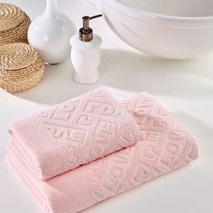 Подарочный набор полотенец для ванной 50х90, 70х140 Meteor LOWE хлопковая махра розовый
