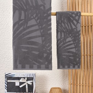 Подарочный набор полотенец для ванной 50х90, 70х140 Meteor PATAYA хлопковая махра антрацит