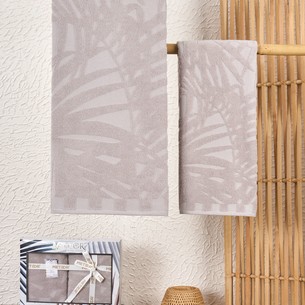 Подарочный набор полотенец для ванной 50х90, 70х140 Meteor PATAYA хлопковая махра серо-коричневый