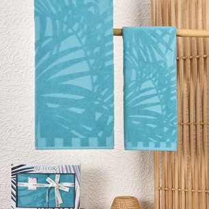 Подарочный набор полотенец для ванной 50х90, 70х140 Meteor PATAYA хлопковая махра бирюзовый