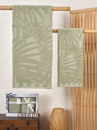 Подарочный набор полотенец для ванной 50х90, 70х140 Meteor PATAYA хлопковая махра фисташковый, фото, фотография