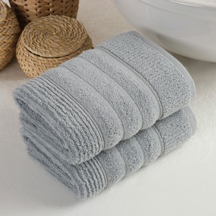 Подарочный набор полотенец для ванной 50х90(2) Meteor SICILYA хлопковая махра светло-серый