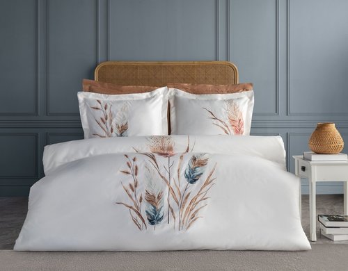 Постельное белье Dantela Vita BOHEM хлопковый сатин белый евро, фото, фотография