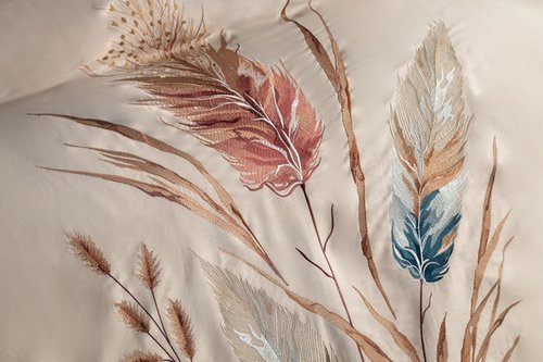 Постельное белье Dantela Vita BOHEM хлопковый сатин бежевый евро, фото, фотография