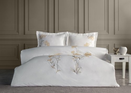 Постельное белье Dantela Vita LAVINYA хлопковый сатин желтый евро, фото, фотография