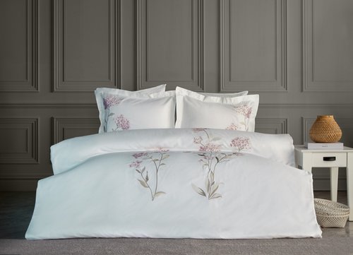 Постельное белье Dantela Vita LAVINYA хлопковый сатин пудровый евро, фото, фотография