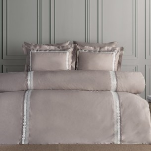 Постельное белье Dantela Vita MONTANA хлопковый сатин серо-коричневый евро