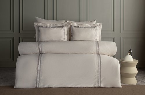 Постельное белье Dantela Vita MONTANA хлопковый сатин бежевый евро, фото, фотография