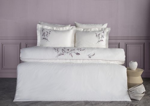 Постельное белье Dantela Vita SEMENTA хлопковый сатин баклажан евро, фото, фотография