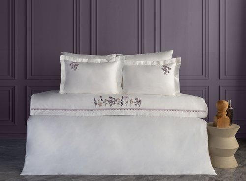 Постельное белье Dantela Vita VERIA хлопковый сатин баклажановый евро, фото, фотография