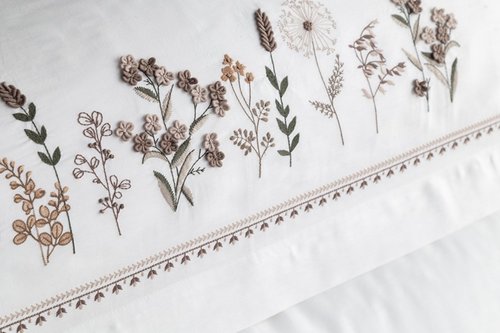 Постельное белье Dantela Vita VERIA хлопковый сатин бежевый евро, фото, фотография