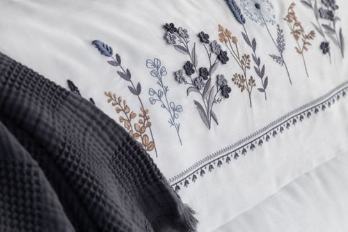 Постельное белье Dantela Vita VERIA хлопковый сатин антрацит евро, фото, фотография