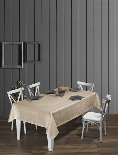 Скатерть прямоугольная DO&CO ROMA жаккард капучино 160х220, фото, фотография