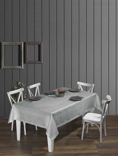 Скатерть прямоугольная DO&CO ROMA жаккард серый 160х220, фото, фотография