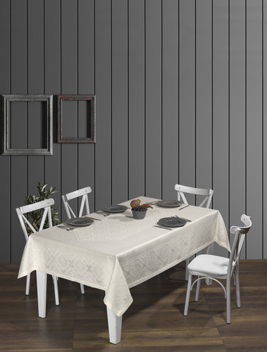 Скатерть прямоугольная DO&CO ROMA жаккард кремовый 160х220, фото, фотография