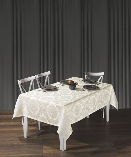 Скатерть прямоугольная DO&CO MILANO жаккард кремовый 160х220, фото, фотография