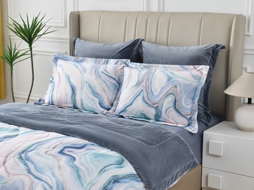 Постельное белье без пододеяльника с одеялом Sofi De Marko РЕНАТО хлопковый сатин V2 евро, фото, фотография