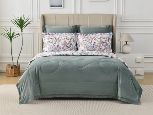 Постельное белье без пододеяльника с одеялом Sofi De Marko РЕНАТО хлопковый сатин V26 евро, фото, фотография