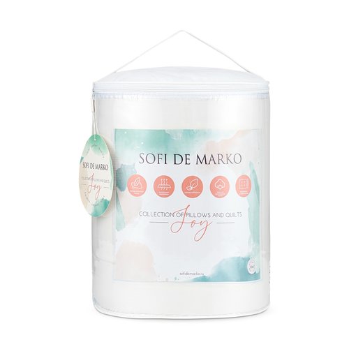 Одеяло Sofi De Marko JOY искусственный пух+шёлк/хлопок белый 195х215, фото, фотография