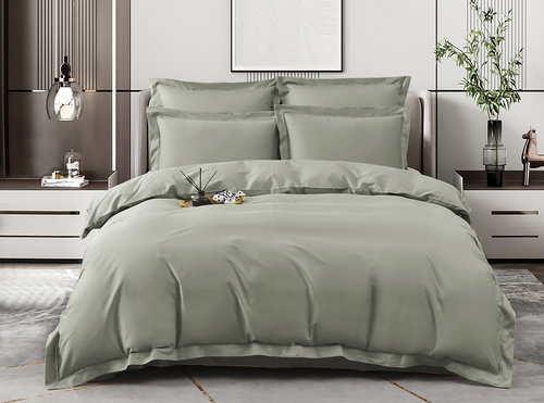 Постельное белье Sofi De Marko ИЗОЛЬДА хлопковый сатин делюкс оливковый евро, фото, фотография