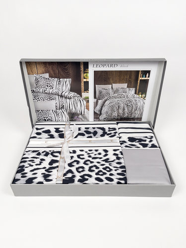 Постельное белье First Choice LEOPARD хлопковый сатин black евро, фото, фотография