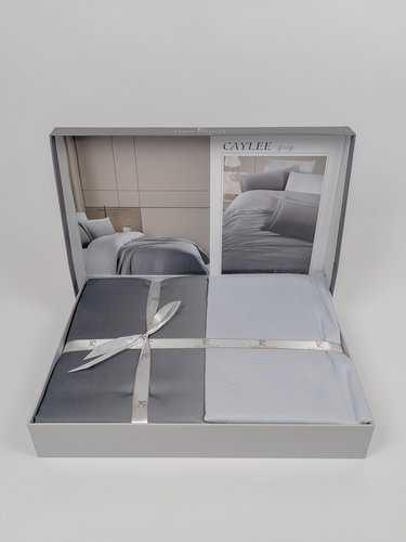 Постельное белье First Choice CAYLEE хлопковый сатин grey евро, фото, фотография