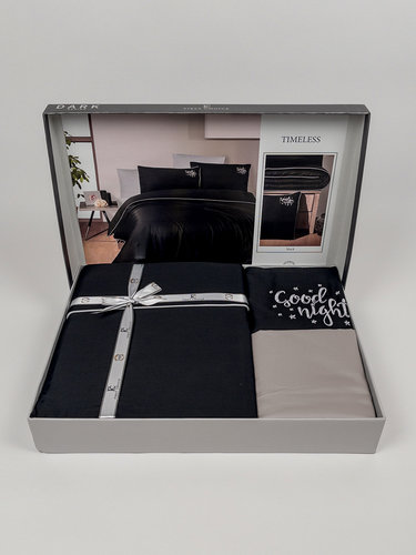 Постельное белье First Choice TIMELESS хлопковый сатин делюкс black евро, фото, фотография