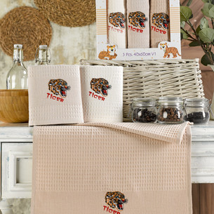 Подарочный набор полотенец для кухни 40х60(3) Meteor BIONCE хлопковая вафля V1