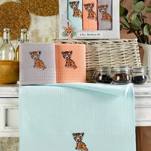 Подарочный набор полотенец для кухни 40х60(3) Meteor BIONCE хлопковая вафля V3