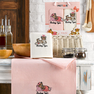 Подарочный набор полотенец для кухни 40х60 см (2 шт.) Meteor BIONCE хлопковая вафля V3